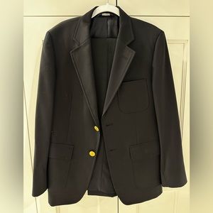 Brooks Brothers Country Club Loro Piana Wool Blazer Black With Gold Buttons